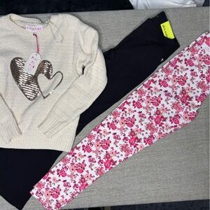 NWT Girls Size 10/12 Bundle – 2 leggings + 1 Sweater